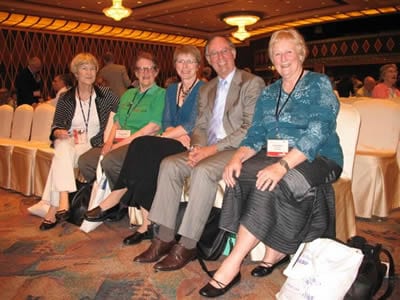The Kiwi contingent in Macau - from left Dr Libby Limbrick, Margaret Mahy, Vicky Jones, Julian Ludbrook (NZ Consul-General to Hong Kong), Tessa Duder