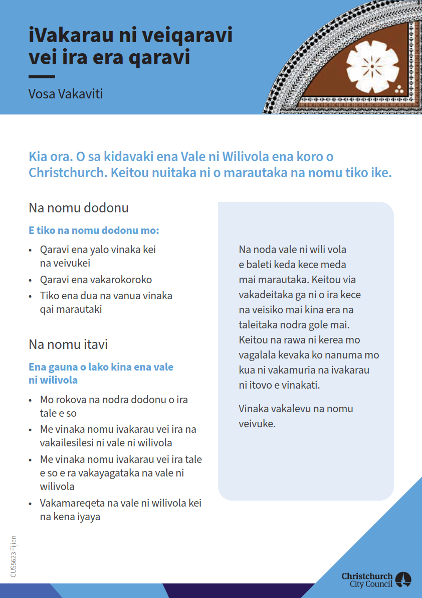 Customer code of conduct Fijian Christchurch City Libraries Ngā Kete